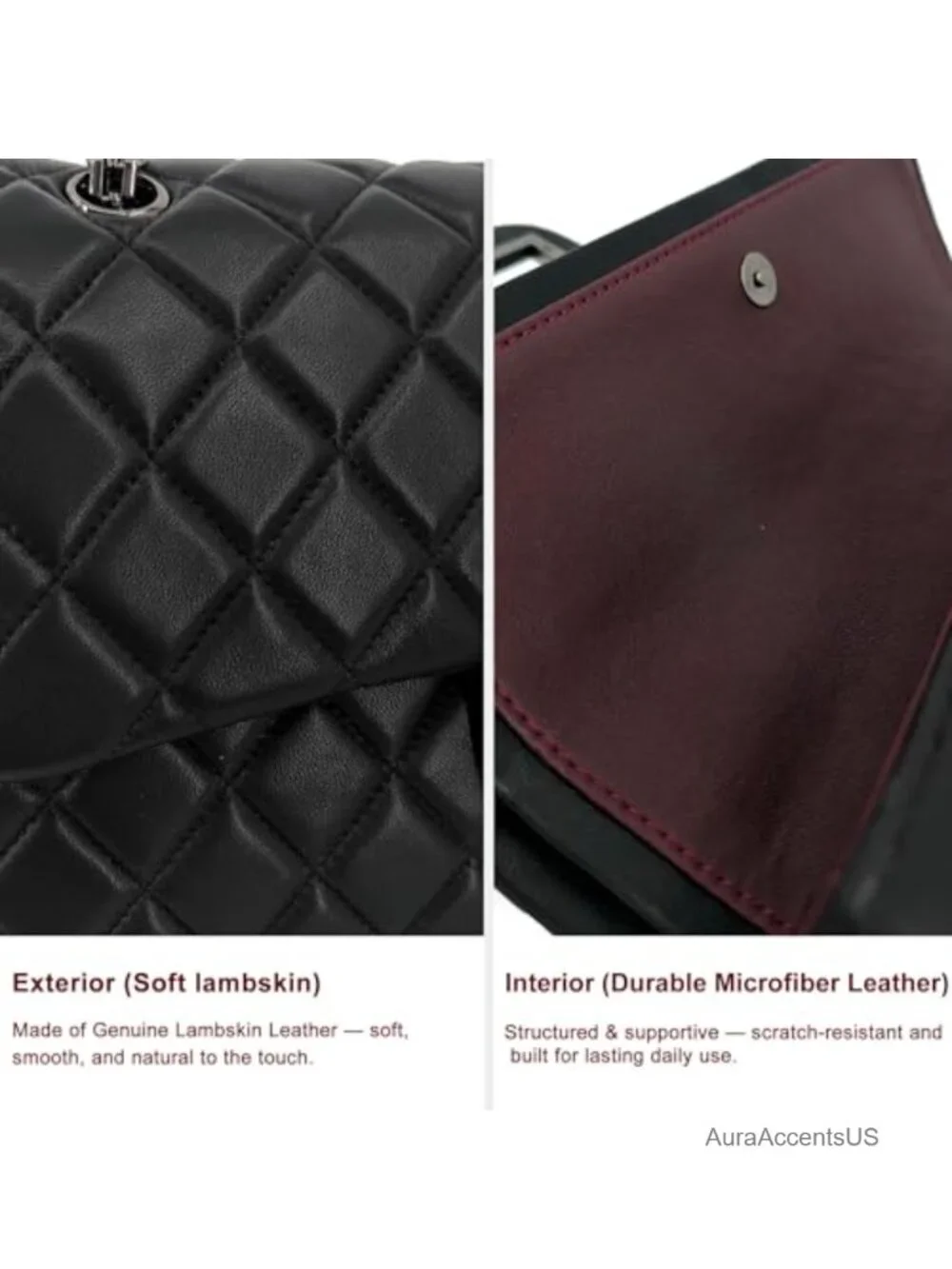 Quilted Lambskin Leather Crossbody Bag with Adjustable Chain Strap Flap Purse